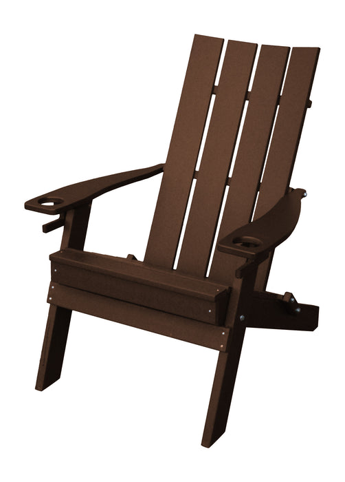 A&L Furniture Co. Amish-Made Folding Poly Hampton Adirondack Chairs with Integrated Cupholders