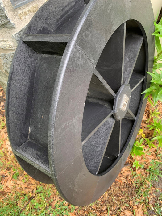 Angled view of Large Amish-Made Poly Waterwheel in Black